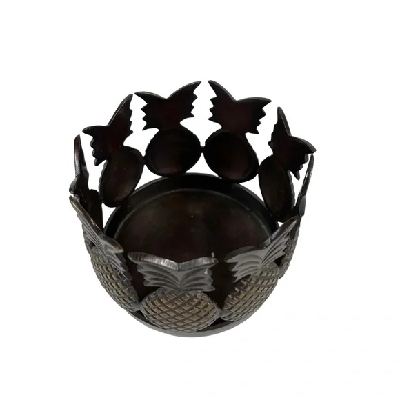 Metal Pineapple Candle Holder Tropical Fruit Beach Hawaii California Heavy Artsy - Picture 8 of 9